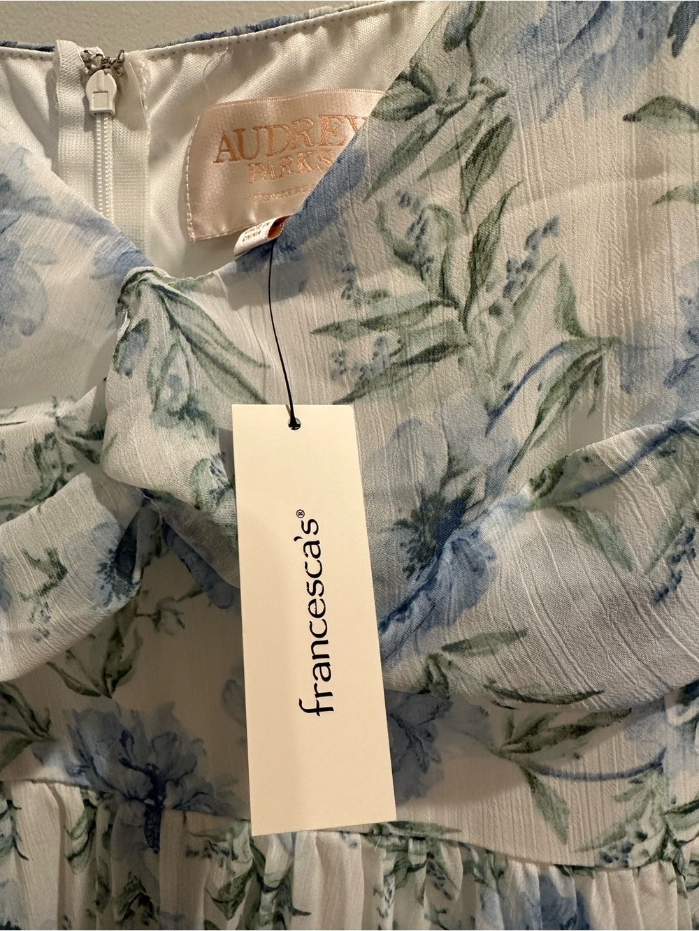 Women’s Blue Floral Spaghetti-Strap Dress - Picture 5 of 12
